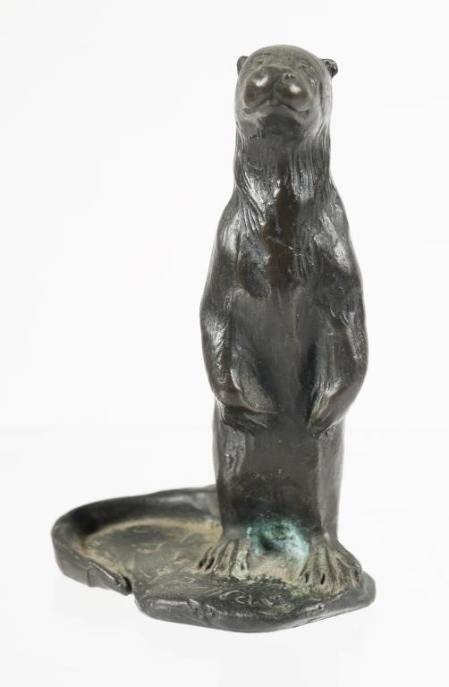 Appraisal: Bronze sculpture of an otter standing tall signed S Puchta