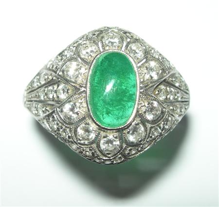 Appraisal: An early th century emerald and diamond cluster ring the