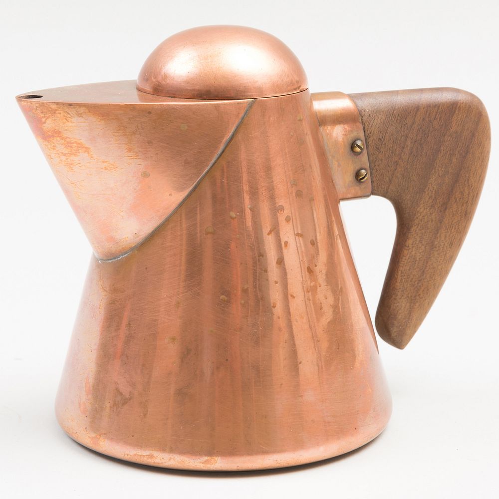 Appraisal: Copper and Mahogany Demitasse Pot for Steinbock Marked in high