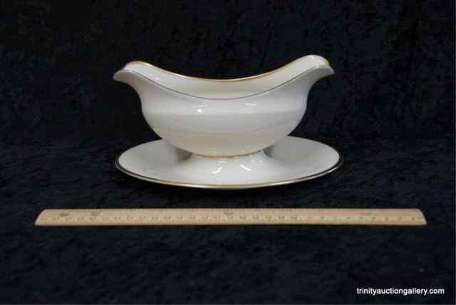 Appraisal: Lenox China Gravy Boat w Attached Underplate In excellent condition