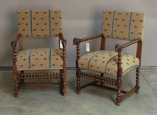 Appraisal: Pair of Jacobean style armchairs