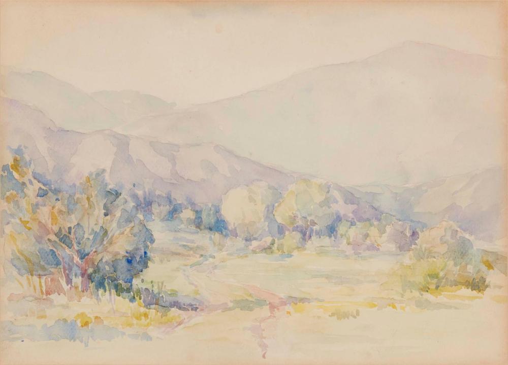 Appraisal: Benjamin Chambers Brown - Pasadena CA Landscape with foothills Watercolor