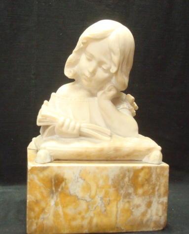 Appraisal: MALAVOLTI Angiolo Marble Bust Of A Girl Reading Beautiful sculpture