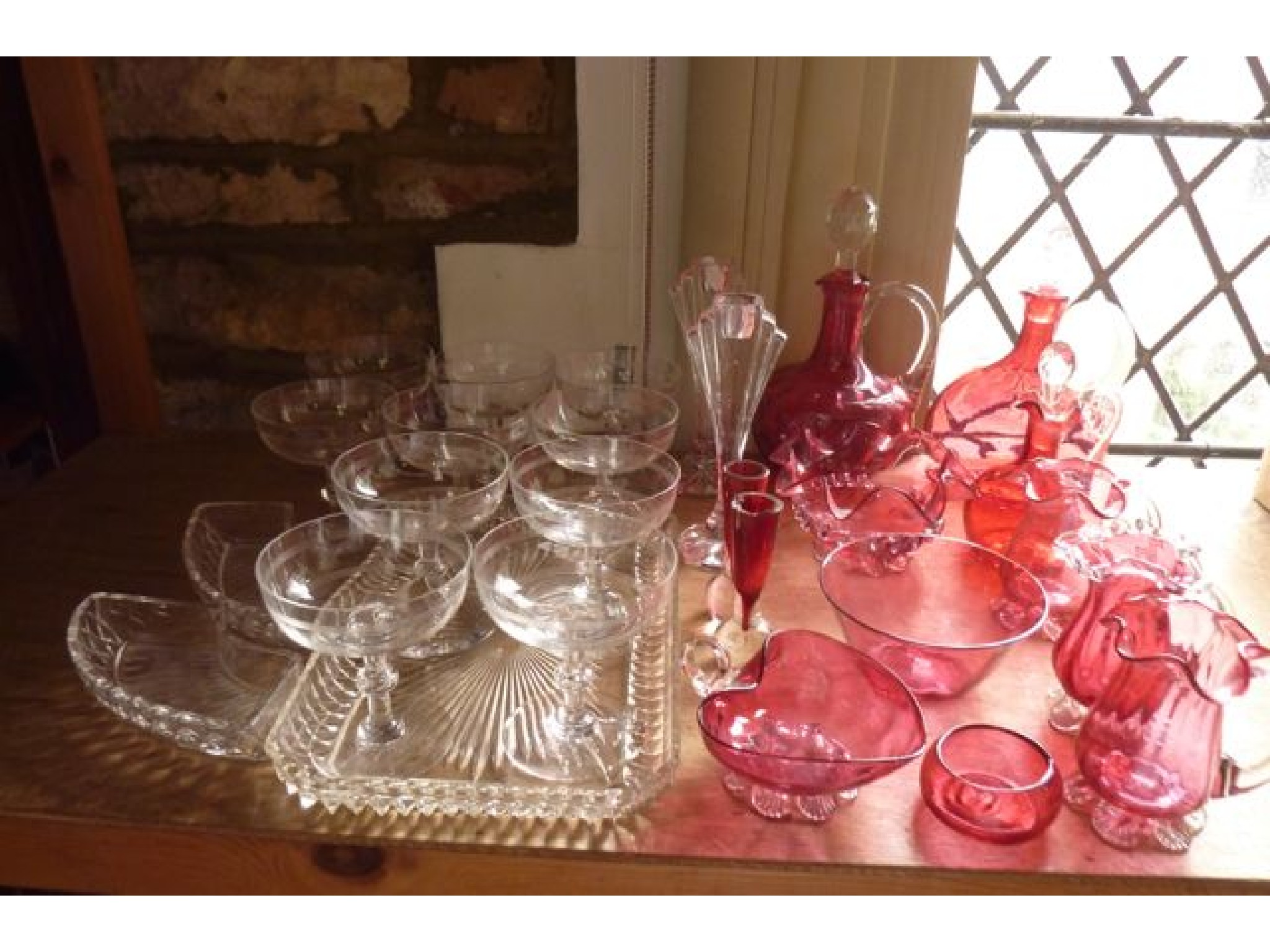 Appraisal: A selection of Victorian and later cranberry glass wares to