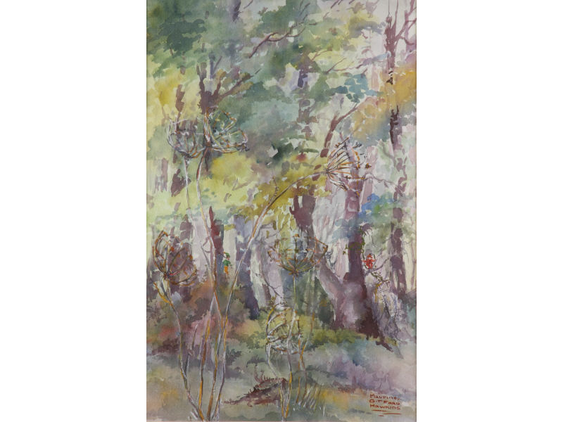 Appraisal: Maltine G Hawkins NC th c Forest Interior watercolor on