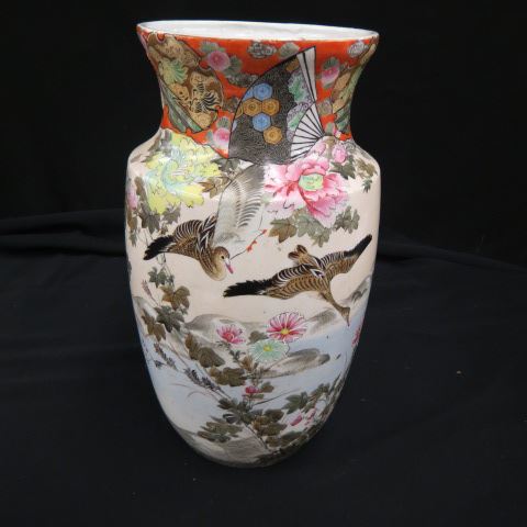 Appraisal: Japanese Arita Porcelain Vase fine landscape with birds and foliage