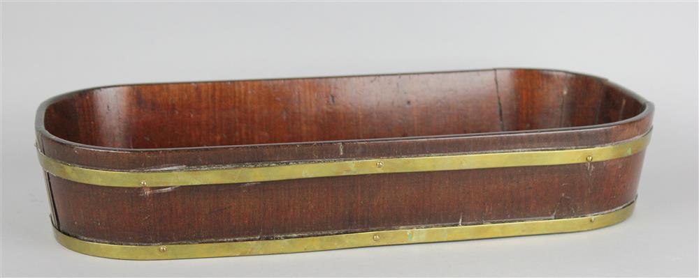 Appraisal: ENGLISH BRASS-BOUND MAHOGANY CUTLERY TRAY last quarter th early th