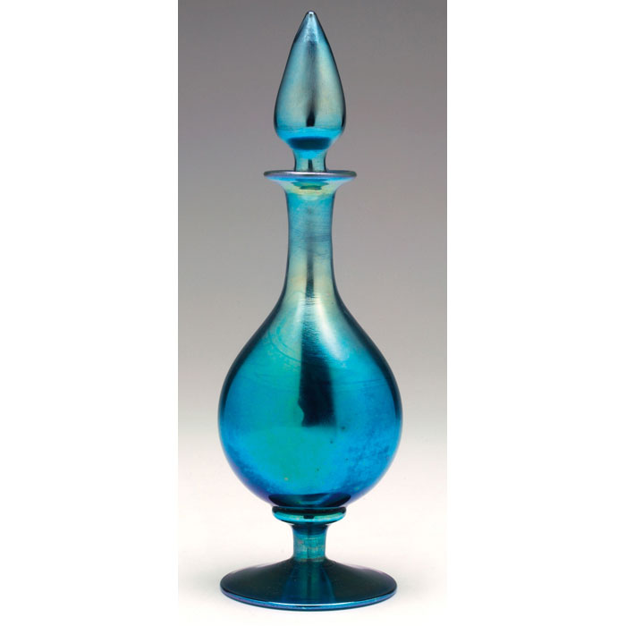 Appraisal: Nice Steuben perfume bottle with stopper blue aurene glass with