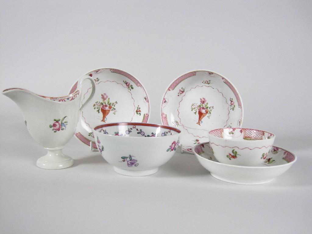 Appraisal: A New Hall Cream Jug two Tea Bowls and three