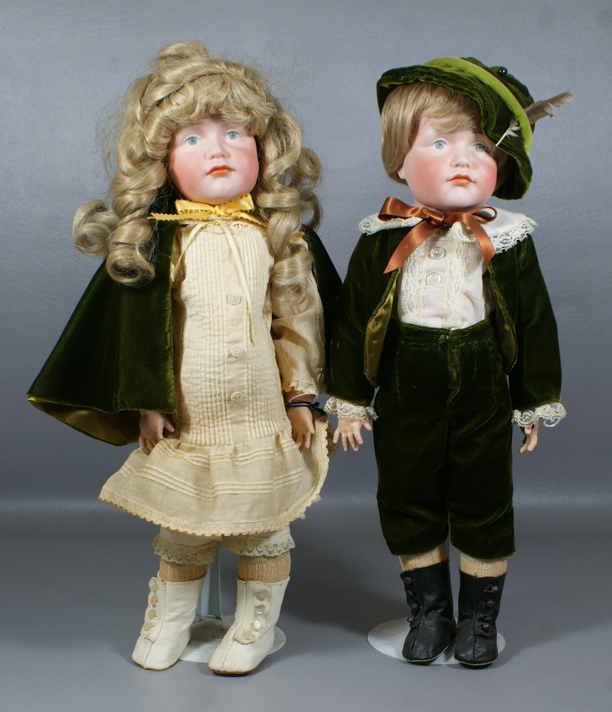 Appraisal: Reproduction German Character Dolls well rendered examples of the Kammer