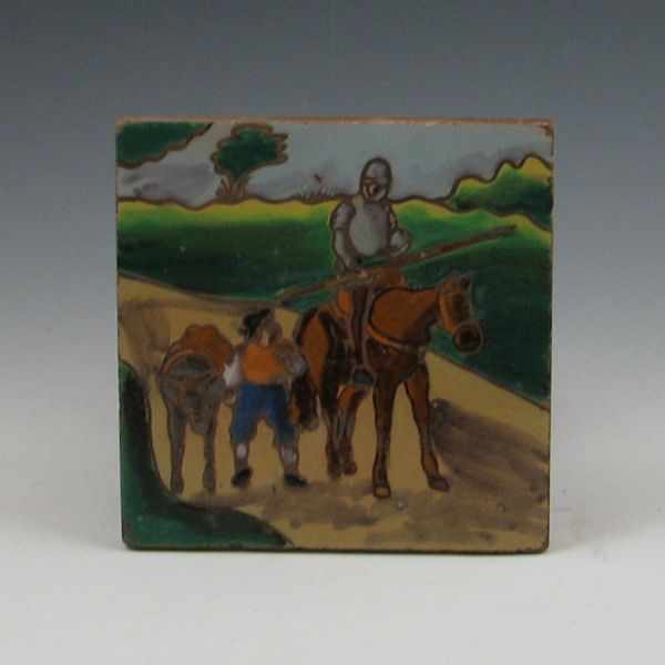 Appraisal: Colorful art tile with Don Quixote and Sanch Panza Some