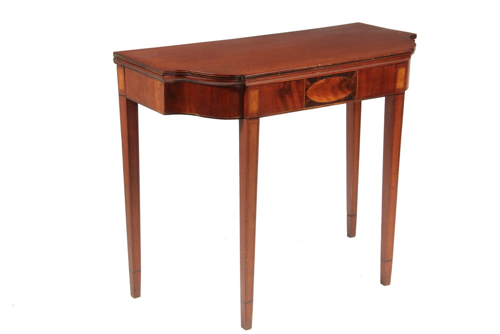 Appraisal: CARD TABLE - Inlaid Mahogany Hepplewhite Gaming Table with stepped