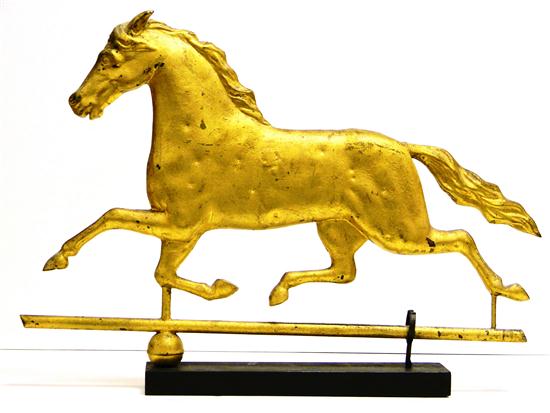 Appraisal: Running horse weathervane attributed to Harris Co Boston hollow gilt