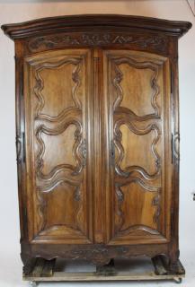 Appraisal: French Lyonnais dome top armoire in walnut with carved frieze