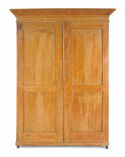 Appraisal: Pennsylvania ochre grain painted wardrobe th c h w