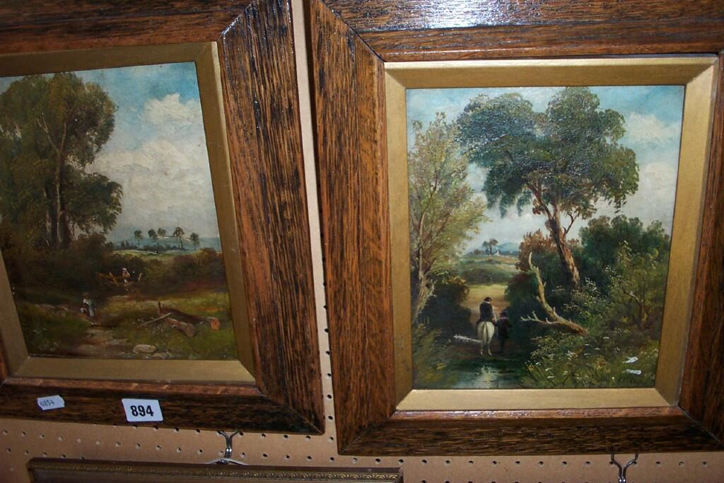 Appraisal: A pair of th century oil paintings on canvas one