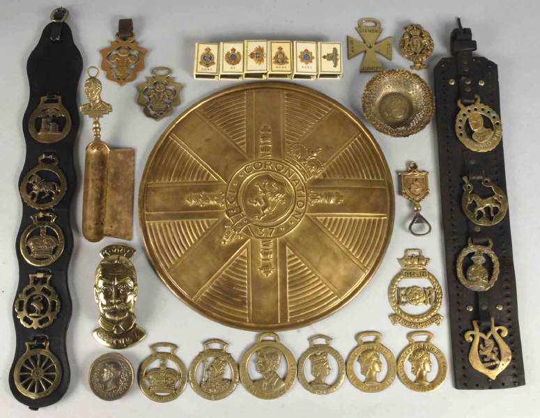 Appraisal: Large Lot of English Coronation Brass Pieces Description Includes one