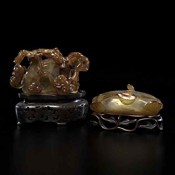 Appraisal: Agate Brush Washers Chinese th century Two agate brush washers