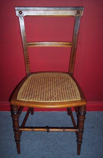 Appraisal: Two Edwardian pitch pine bedroom chairs possibly by Heal's each