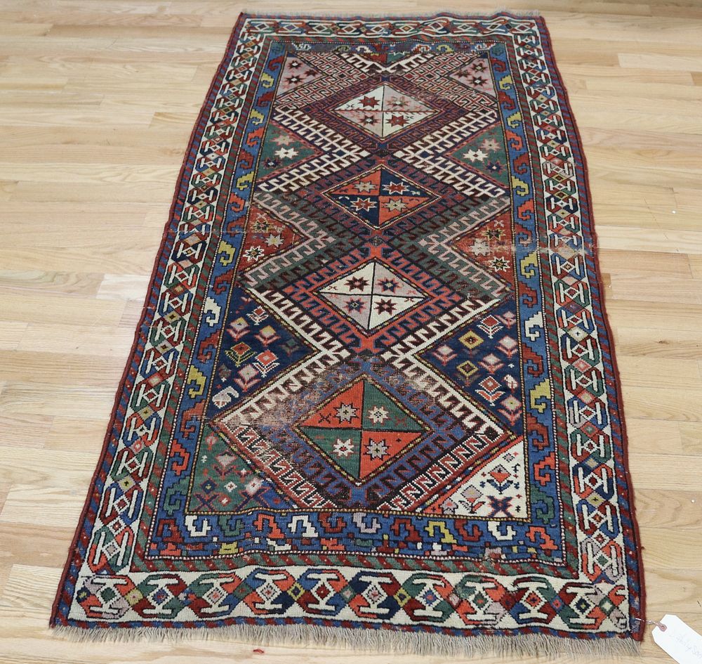 Appraisal: Antique And Finely Hand Woven Kazak Style Area Carpet From