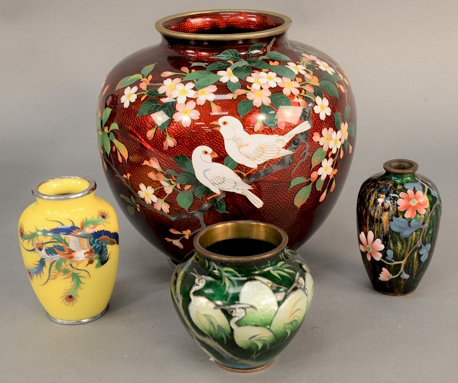 Appraisal: Group of four cloisonne enamel vases Japan th th century