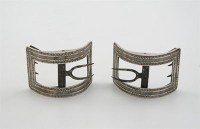 Appraisal: A pair of George III mounted steel shoe buckles with