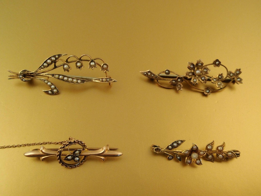 Appraisal: Four Victorian seed pearl set brooches