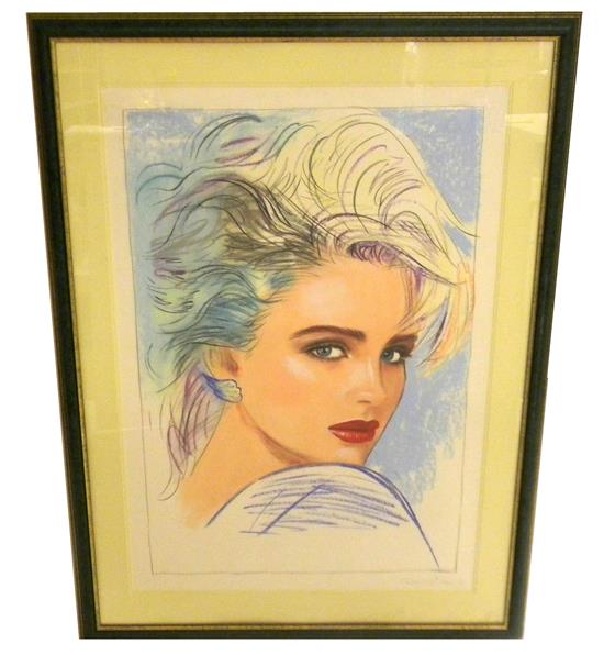 Appraisal: Large pastel portrait of beautiful woman shoulders and head in