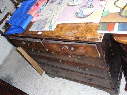 Appraisal: AN TH CENTURY WALNUT CHEST OF DRAWERS with two short