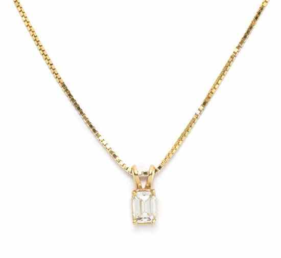 Appraisal: A Karat Yellow Gold and Diamond Solitaire Pendant Necklace containing