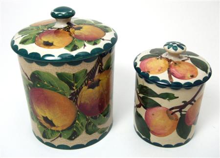 Appraisal: WEMYSS LARGE PRESERVE JAR COVER EARLY TH CENTURY decorated with