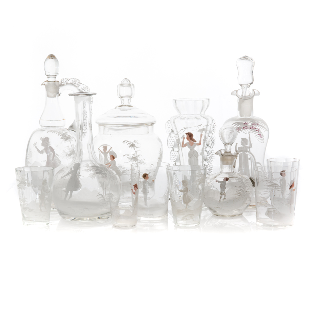 Appraisal: Mary Gregory clear glass articles including tumblers cruets covered jar