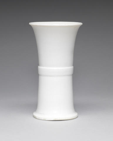 Appraisal: A blanc-de-chine beaker vase gu Kangxi Thinly potted with straight