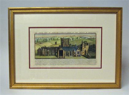 Appraisal: Four framed hand-colored copper engravings of ancient castles nathaniel buck