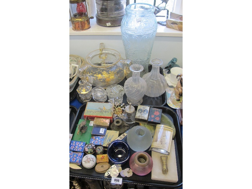 Appraisal: Tray lot comprising matchbox holders glass vestas enamelled items etc