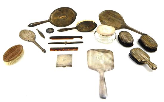 Appraisal: SILVER Assorted weighted and trimmed sterling vanity accessories fifteen pieces