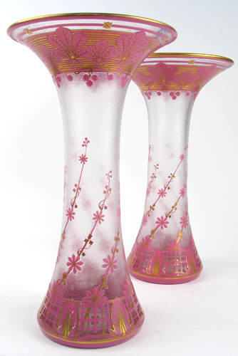 Appraisal: PAIR FRENCH CAMEO GLASS VASES having a stylized Art Deco