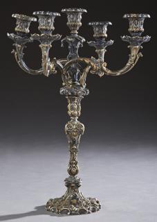 Appraisal: Louis XV Style Brass Five Light Candelabra early th c