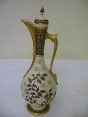 Appraisal: A ROYAL WORCESTER IVORY PORCELAIN EWER of Middle Eastern design