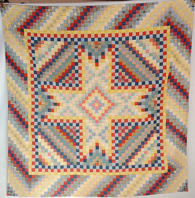 Appraisal: Lancaster County Bowmansville Star Quilt In both plain and printed