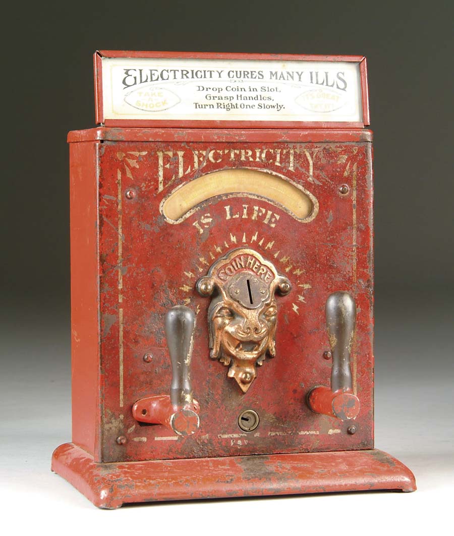 Appraisal: MILLS ELECTRICITY IS LIFE COIN-OP Battery operated mechanism with painted