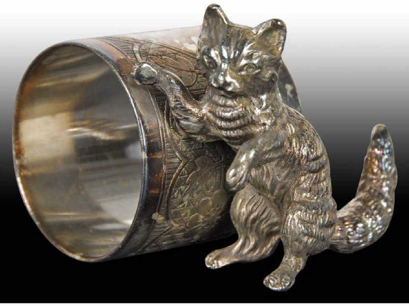 Appraisal: Cat On Hind Legs Figural Napkin Ring Description No manufacturer's