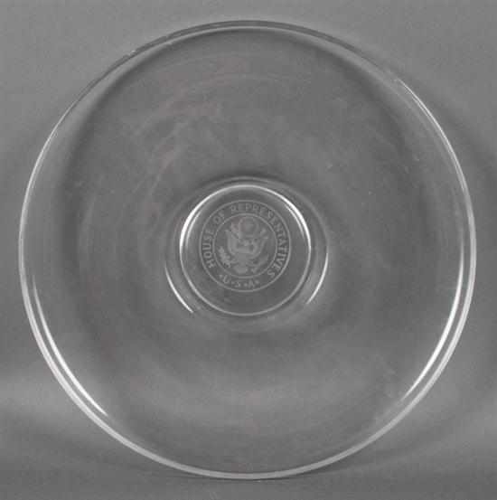 Appraisal: Acid etched glass center bowl with the Great Seal of