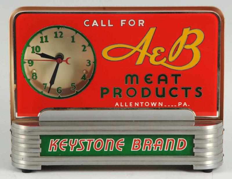 Appraisal: A B Meat Products Light-Up Clock Allentown Pa Lights but