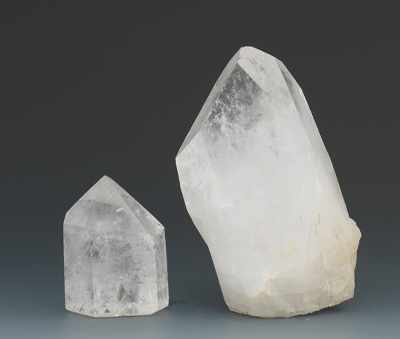 Appraisal: Two Quartz Crystal Specimens Both cut crystals the largest being