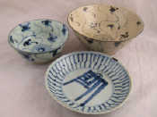 Appraisal: Three Oriental blue and white bowls and one dish all