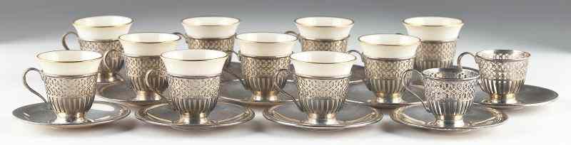 Appraisal: Set of Tiffany Co Sterling Demitasse Cupsincluding sterling silver cups