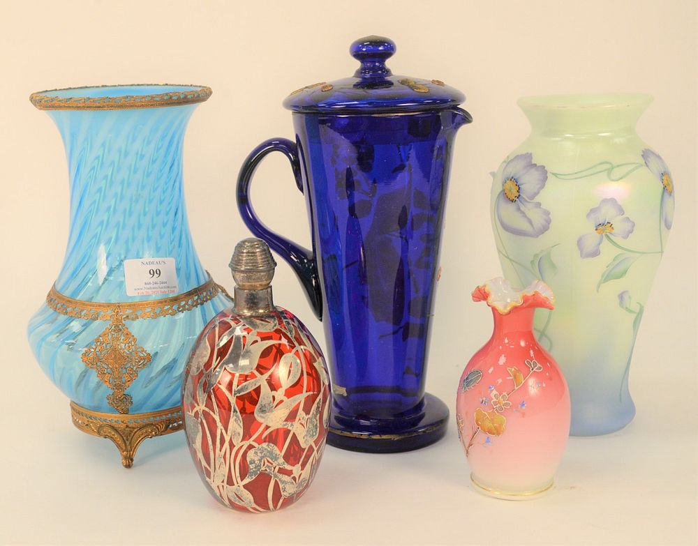 Appraisal: Five Piece Group of Art Glass Vases to include Dan