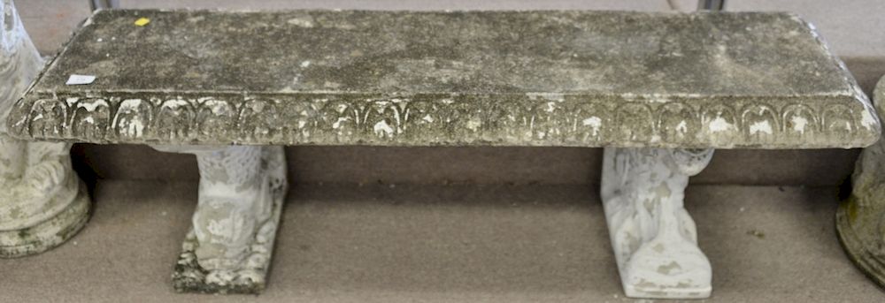 Appraisal: Cement bench with dolphin base ht in top x Provenance