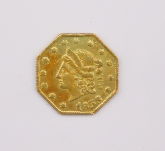 Appraisal: EXONUMIA C LIBERTY HEAD KM OCTAGONAL Gold Token An C